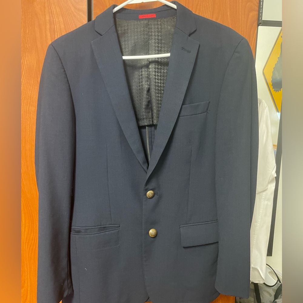 John Varvatos Navy 36R Sports Blazer With Wool